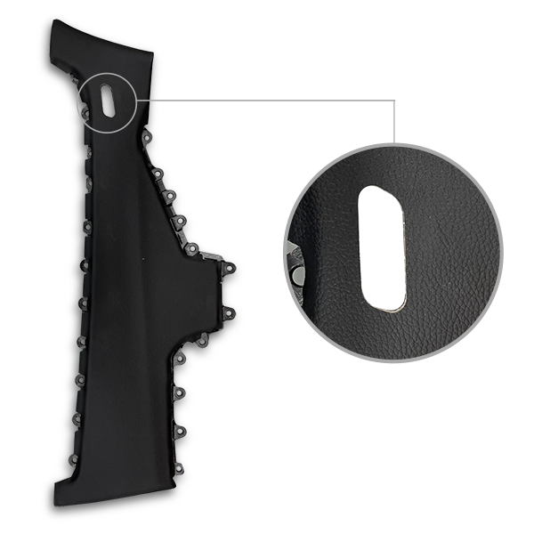 아이앤티 자동차 도어내부 스위치 원단 홀 커팅 샘플